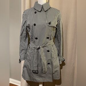 Stylish Ralph Lauren NWOT Black And White Gingham Trench Coat Size 8